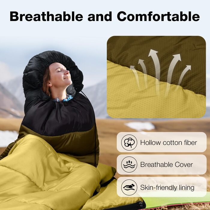 Сплячий мішок Outplea Outdoor 3-4 сезони, водонепроникний, легкий, 220*80 см, для дорослих та дітей, кемпінг, подорожі, туризм