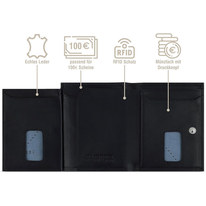 Гаманець Bugatti Secure Slim Mini з RFID-захистом, шкіряний, коричневий - Slim Wallet, картник, відділення для монет XL