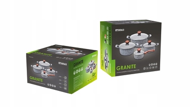 Набір алюмінієвих каструль та сковорідок Promis GRANITE, 10 предметів