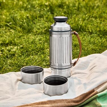 Термос Explorer Flask Duo Black + Blum: вакуумна ізольована фляга з нержавіючої сталі, 2 чашки, 24 години термальна ізоляція