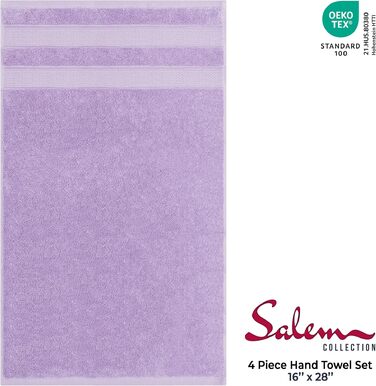 Набір рушників для рук American Soft Linen Premium, 100% турецька бавовна, люксова готельна якість, ліловий колір, 4 шт.