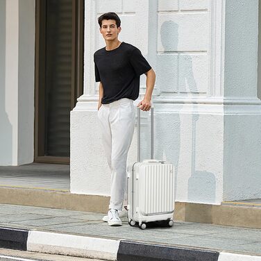 Валіза ручної поклажі Sea Choice з жорстким корпусом з PC, відділенням для ноутбука, USB-портом, 8 колесами Spinner, TSA замком та тримачем для напоїв (білий)