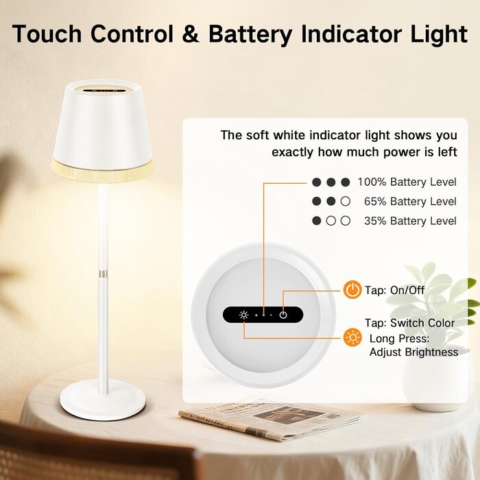 Світлодіодний настільний світильник OUTON з акумулятором, USB-C, 4000mAh, 3 режими освітлення, димування, сенсорне керування, зелений (2 шт)