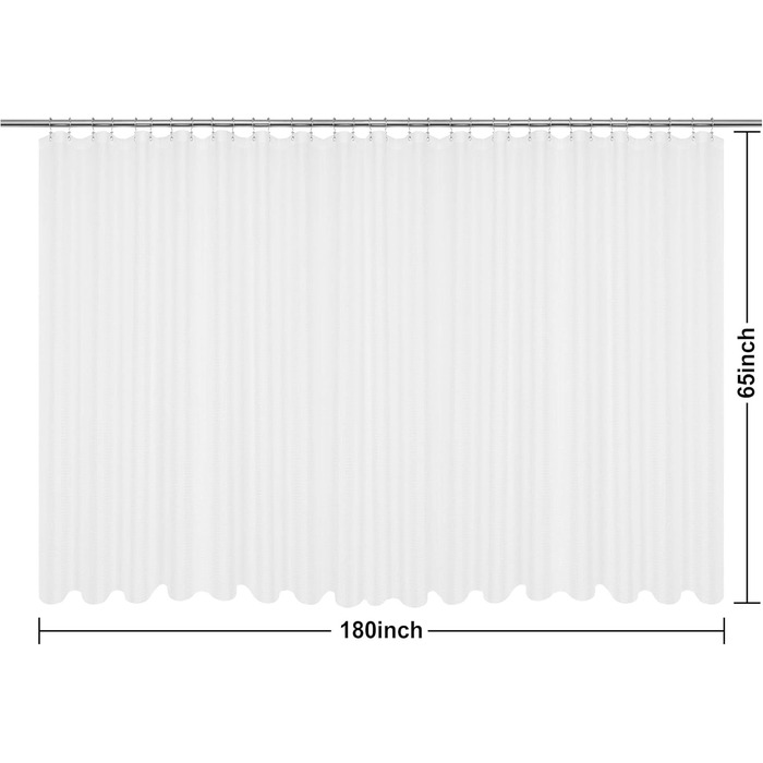 Шторка для душу Barossa Design, вафельна структура, готельний люкс, біла, 213.4 x 182.9 см