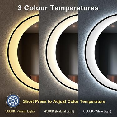 Дзеркало для ванної кімнати STARLEAD з LED-підсвічуванням 90x60 см, Bluetooth, регулювання яскравості, 3 кольори світла, протитуманне покриття, функція пам'яті, HD скло, IP44, горизонтальне/вертикальне, без рамки