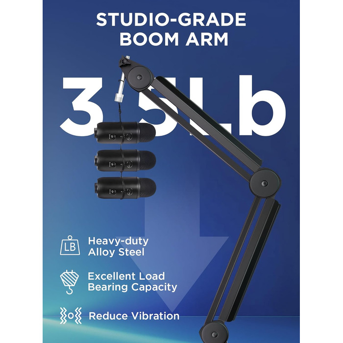 Підставка для мікрофону InnoGear з підвісним кріпленням та органайзером кабелів, сумісна з Blue Yeti, FIFINE, HyperX, Shure та іншими мікрофонами