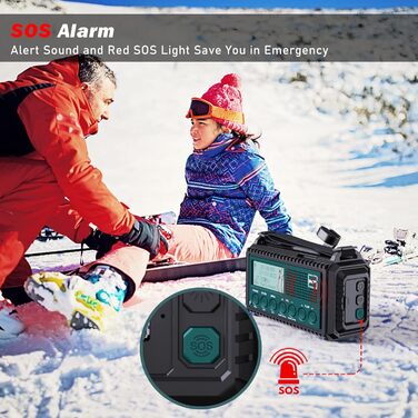 Радіоприймач Kurbelradio з DAB+/DAB/UKW, акумулятор 5000mAh, ліхтарик та світло для читання, FM, USB зарядка для телефону, динамо, SOS-сигнал, для кемпінгу та подорожей, Bluetooth, блакитний