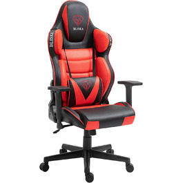 TRISENS Gaming Chair Racing Style Seat with Sports Seat and Ergonomic 4D Armrests, Color: Black/Red without Footrest Black / Red Without Footrest