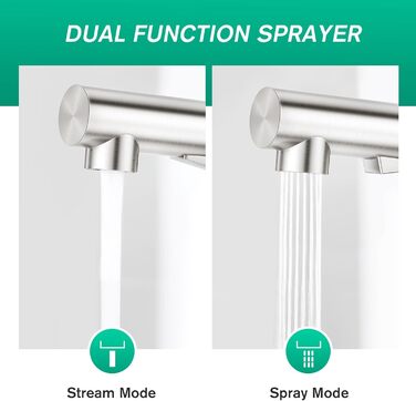 Кухонний змішувач CREA з висувною лійкою та 2 режимами струменя, поворотний на 360°, з нержавіючої сталі, матовий, для кухні