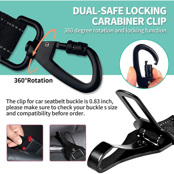 Пояс для безпеки собаки COOYOO: регульований, з міцного нейлону, з відбиваючими елементами. Автодзеркало для собак, котів та інших домашніх тварин