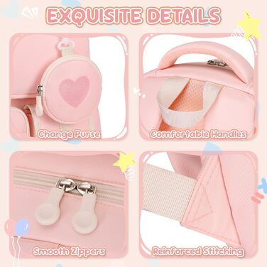 Шкільний рюкзак для дівчаток 1-5 класів з милим гаманцем, стильний рюкзак для школи та подорожей (рожевий)