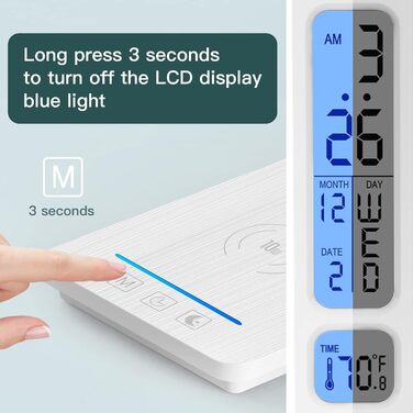 Світлодіодна лампа настільна з регулюванням яскравості та функцією зарядки годинника - настільна лампа нічник з бездротовим зарядним пристроєм 10W, USB-порт, складна, сенсорне керування, 5 рівнів регулювання, 3 режими (Tx223white-eu)