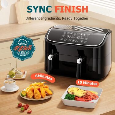 Фритюрниця повітряна Airfryer 7.2L, 11-в-1 з вікном, функціями підігріву, розморожування, нагадуванням про струшування, таймером, здорове приготування без олії, 8.5L