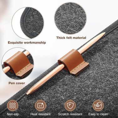 Підкладка на стіл з фетру, 100x40 см, антиковзаюча, XXL, для офісу та дому (темно-сіра)