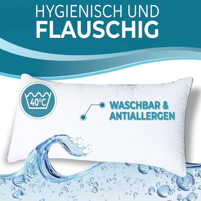 Snuggle-worthy dream pillows - Made in Germany. Pillows 80x80 - 80x80 cm head pillows for seductively soft nights - ergonomic sleeping pillow ideal for every sleeping position - Öko-Tex padding.