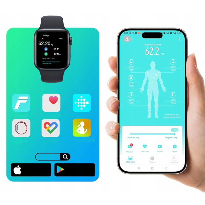 Розумні підлогові ваги Healthkeep для Android та iOS, до 180 кг (Вітринний образец/Некомплект)