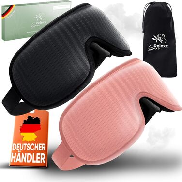 Сліпи для жінок – дихаюча маска для сну – зручна та м'яка – блокує світло – для подорожей – 3D-поглиблення для очей – з Memory Foam (Чорний / Рожевий)