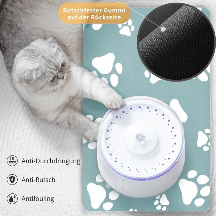 Підкладка під миску для котів JanYoo, 50x35 см, вологостійка, неслизька, сіра (4 шт.)