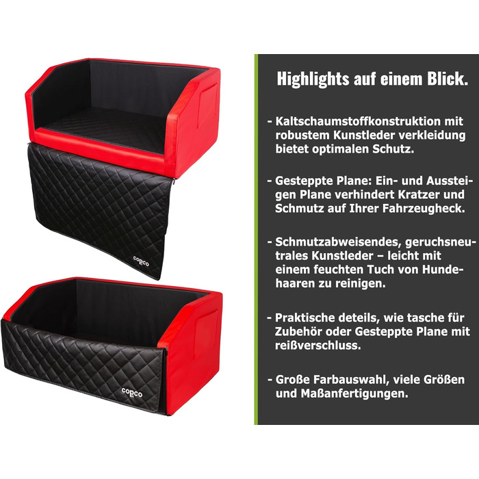 Захист для багажника авто з підкладкою для собак, 70x55x38 см, з кишенею, водовідштовхувальний, червоно-чорний