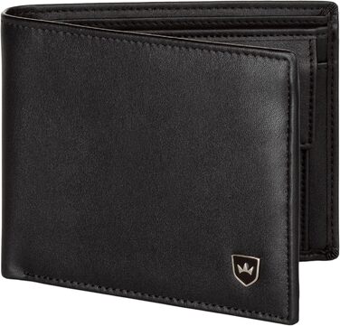 Kronenschein® Wallet for Men Leather with RFID Protection | Genuine Leather Bifold Wallet Large | Money Clip for Men | Wallet Wallet | Ladies' Nappa Leather Portemonnaie (Black)