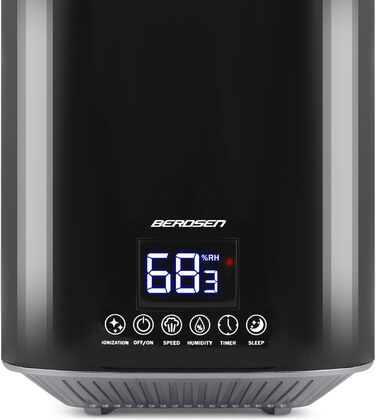 Ультразвуковий зволожувач повітря Berdsen з іонізацією, ароматерапією та гігростатом - 2.6 л, 3 швидкості, для дитячої кімнати, чорно-сірий