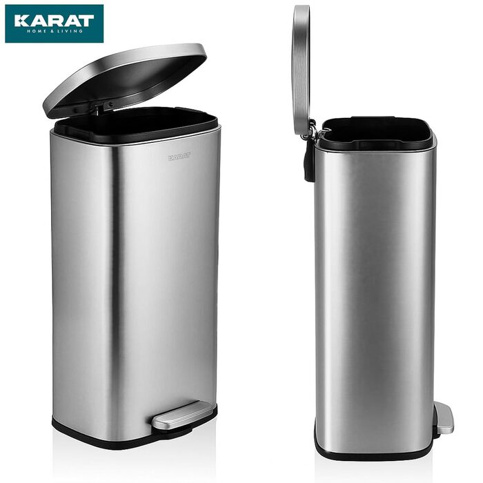 Відро для сміття Karat Silber 30л з нержавіючої сталі для кухні - система сортування відходів (Dustin)