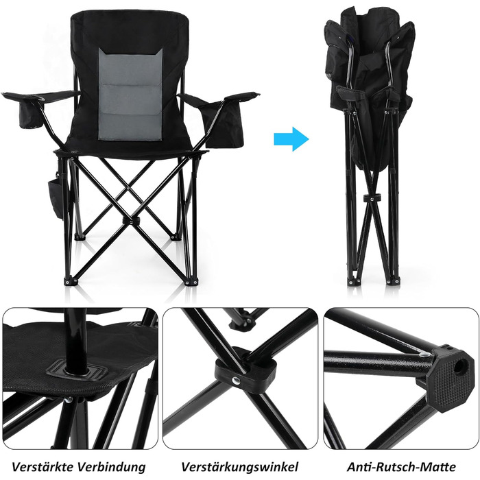 Складний туристичний стілець Caliyo: зручний, міцний, для кемпінгу, відпочинку на природі та дому. Витримує до 120 кг. Різні кольори.