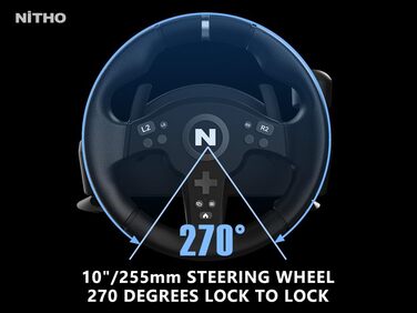NITHO Drive Pro V200 - Руль для гонок з педалями та перемикачем передач, для PC, PS4, Xbox, 270° з вібрацією, сумісний з симуляторами