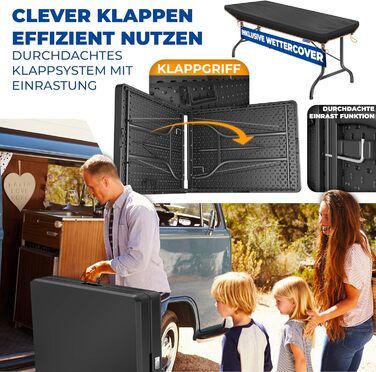 Складний стіл KESSER Buffettisch 183x76 см для кемпінгу, саду, тераси, балкону. Анодований алюміній, 6 осіб, з чохлом та ручкою для транспортування, антрацит