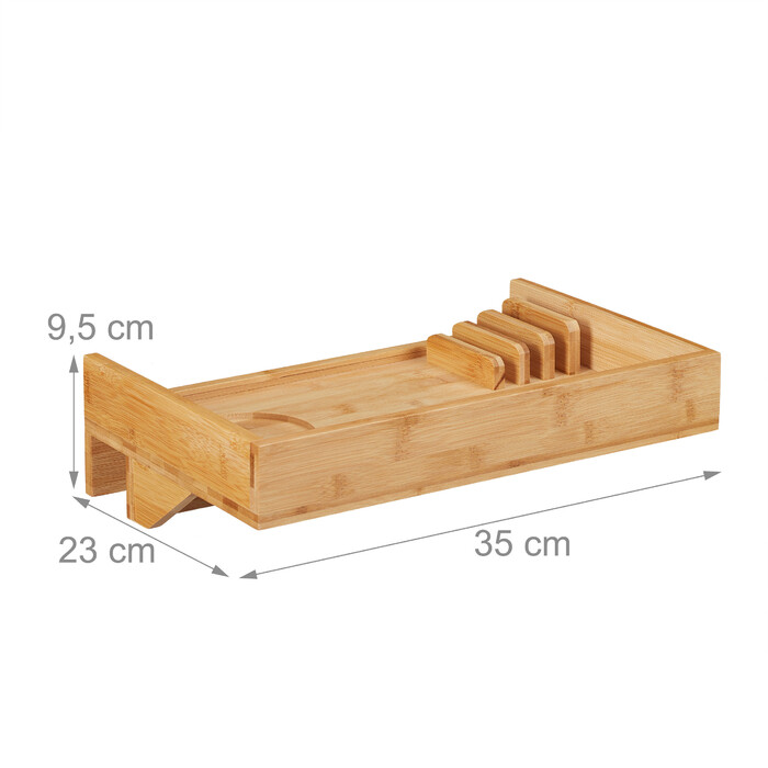 Relaxdays Bamboo Bedside Table with Organizer