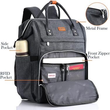 Жіночий рюкзак для школи та подорожей з відділенням для ноутбука 15.6 дюймів та USB-портом для зарядки, сірий (S41-darkgray)