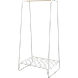 Iris Ohyama Stylish Clothes Rack, Ladder, Includes Hooks, Robust Frame, Non-Slip, For Bedroom, Studio, Closet, Space-Saving, Clothes Drying Rack, Easy Assembly, PI-O150 (White, Chopped Metal Shelf)