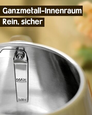 Hazel Quinn Kettle Retro Vintage Design Stainless Steel, 1.7 Liter, BPA-free, Stainless Steel, Automatic Shut-off, Water Kettle Temperature Display, Strix Controller, Dry Boil Protection, Renaissance