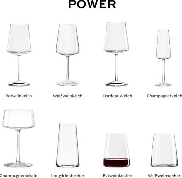Stölzle Lausitz Red Wine Glasses Power 6-Piece Set 520ml – Modern Stemless Wine Glasses for Maximum Aroma Development – Flat Red Wine Glasses Made of Crystal Glass – Dishwasher & Shockproof, Made in Germany