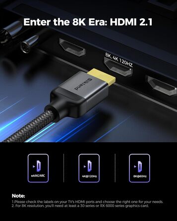 HDMI 2.1 кабель Silkland 2м: 8K@60Hz, 4K@144Hz, eARC, HDR10, Dolby Atmos, 48Gbps, для HDTV, PS5, Switch, PC