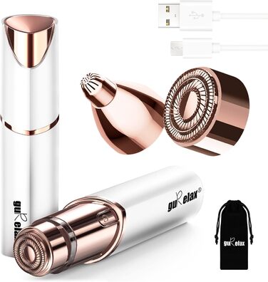 Електричний жіночий тример 5-в-1 для тіла та обличчя, бездротовий, для обличчя, бікіні-зони, ніг, носа та вух (білий) з 2 змінними насадками