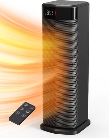 Електричний обігрівач QEXREED 2000W з PTC, 4 режими, термостат, осциляція 180°, таймер 24г, пульт, захист від перекидання та перегріву