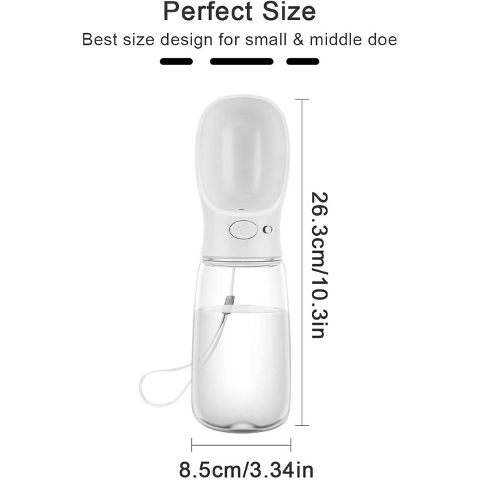 Турботрінка для собак на ходу, 550 мл, BPA-free, витокозахисна, біла