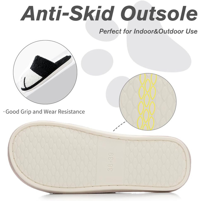 Тапочки зимові жіночі зі славними тваринами, теплі плюшеві, з принтом відбитків лап собак. Чоловічі та жіночі, для дому та вулиці, з антиковзким покриттям. Чорний колір, розмір 38/39 EU