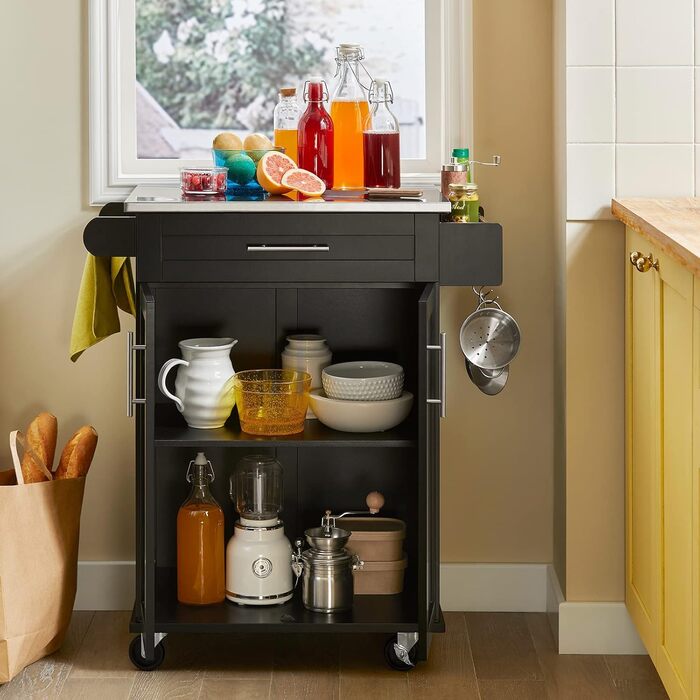 SoBuy Kitchen Cart with Wheels - Mobile Kitchen Island with Countertop