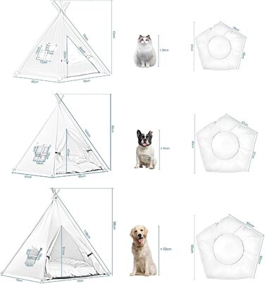 Тент-кімната для домашніх тварин EUGAD з подушкою: ідеальне місце для собак, котів, кроликів та інших тварин. Розмір: 75x75x98 см. Зручний, знімний, миючий.