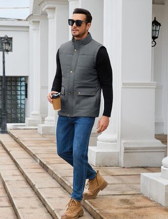 Xnova чоловіча зимова жилетка з підкладкою Thero Sherpa, тепла флісова жилетка, зимова куртка, жилетка для полювання, робоча жилетка, утеплена жилетка для активного відпочинку, сіра, розмір M