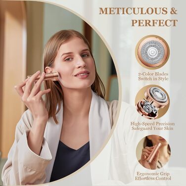 Електричний прилад для видалення волосся для жінок, бездротовий депілятор, безболісний електробритва для губ, рук, обличчя, пушкового волосся (Золотий)
