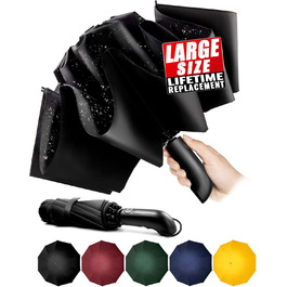 Чоловічий складаний парасолька Conlun Kompakter, штормостійкий, автоматичний, чорний (117 см)