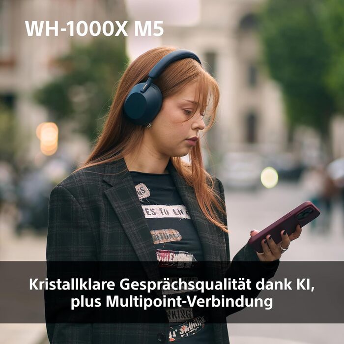 Навушники Sony WH-1000XM5 з шумозаглушенням, Bluetooth, чорні - преміум якість, Hi-Res Audio, до 30 год роботи, з кейсом