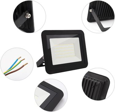 DA LIGHT 50W LED Floodlight Outdoor & Indoor, 6000K Cool White 4500lm Super Bright Outdoor Light, LED Floodlight Outdoor Spotlight Floodlight IP65, 230V LED Spotlight for Garden, Garage, Sports Field (4 pieces)