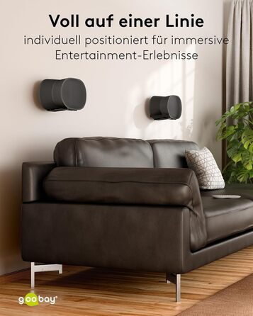 Настінний кронштейн-підставка для колонки Sonos Era 300 від Goobay, чорний, висота 71 см, з кабелеменеджментом, витримує до 3 кг