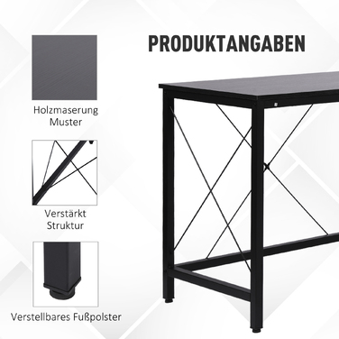 HOMCOM Computer Desk L-Shape Corner Desk 150x150x76cm MDF Black, modern corner desk for office & home office