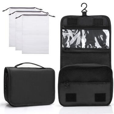 Зувакате Косметичка для підвішування, водонепроникна, з ручкою, для подорожей, спорту, кемпінгу – чорна