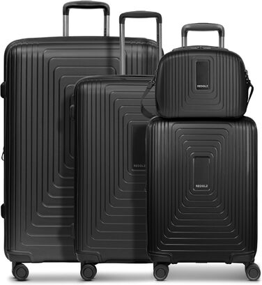 Набір валіз REDOLZ Essentials 4 шт. (S, M, L, Beauty Case) | Розширювані | Чорний металік
